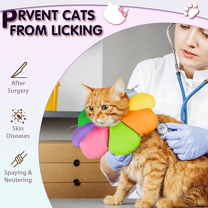 ANWA Cat Cone Collar Soft, Waterproof Cat Recovery Collar, Adjustable Soft Cone for Cats After Surgery