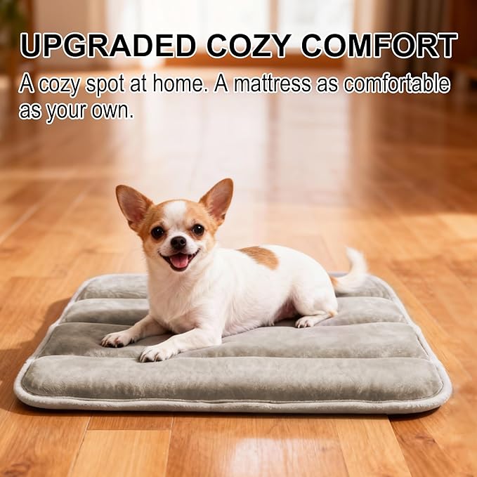 Dog Crate Pad, Ultra Soft & Anti-Slip Kennel Mat, Secure Fit for Metal Crates & Dog Cages, Washable Cozy Bed for Small Medium Large Dogs Light Brown, S(23"*14"*1.5")