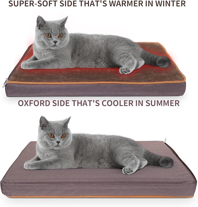 NAMOTEK Outdoor Heated Pet Bed for Cats Dog in Winter with Orthopedic Foam Base Auto Constant Temperature Electric Heating Pad & Waterproof Liner for Dog House Cabin Cot Doorway(19.7"Lx15.7"Wx1.7"Th)