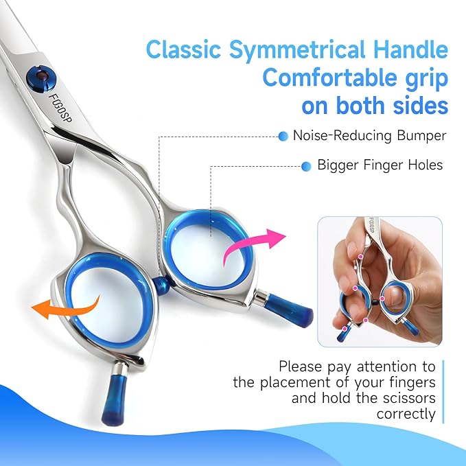 Straight Dog Grooming Scissors 6.5 in Small Dog Hair Scissor Trimming Dogs Pet Cat Shears Japan 440C Symmetric Handle Light Weight for Cutting Body Legs Hairs(6.5)