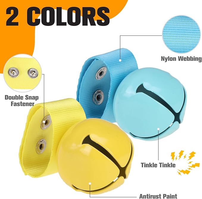 EXPAWLORER Pet Bells for Dog Cat Collar Charm - 2 Pack Cat Collar Accessories Bells Loud, Pet Jingle Ornament Training Pendant Neck Decoration, Tracker for Saving Birds, Yellow & Blue