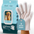 Uproot QuickClean Gloves Pro: Extra-Thick Pet Glove Wipes for Dogs & Cats - Easy Wipe Paws, Eyes, Ears, Butt, & Body - Lick-Safe for Cats & Dogs - Cleaning, Deodorizing & Grooming (20 Pack)