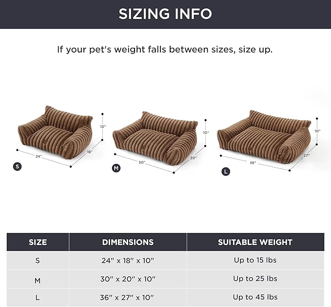 Bedsure ComfyFleece Cute Cat Couch for Pets - Fluffy Cat Sofa with Premium Soft Corduroy Fleece, Fuzzy Pet Couch Bed with Washable Cover, Supportive Pet Chair for Indoor Cats, 24inch, Camel Brown