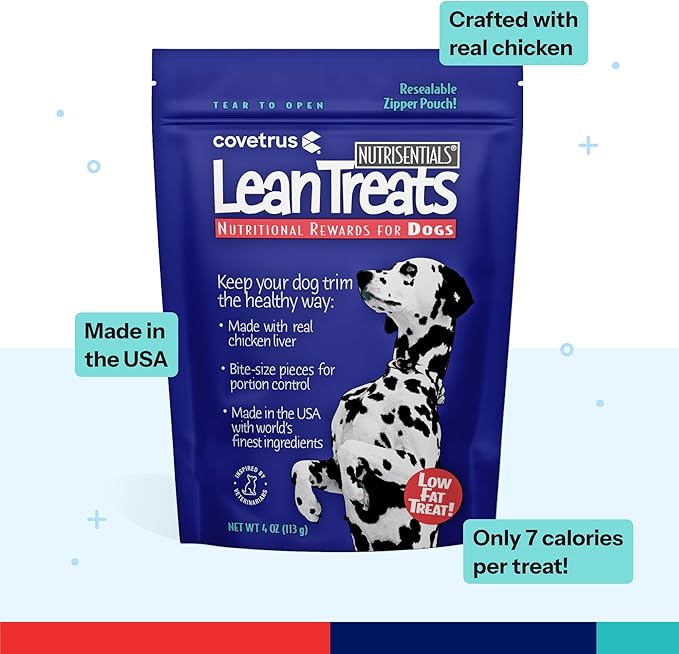 Covetrus Nutrisential Lean Treats for Dogs - Small, Medium & Large Dogs (K9) - Nutritional Low Fat, Bite-Size - Soft Chicken Flavor - 1 Pack - 4oz
