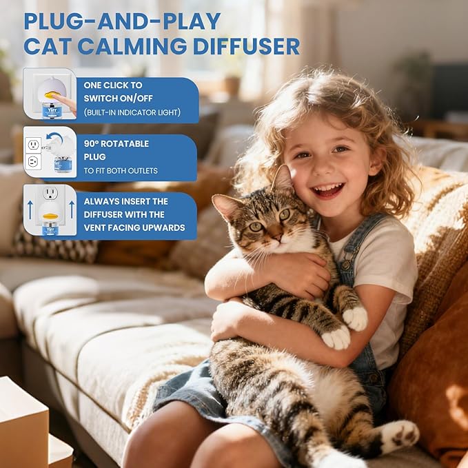 Cat Calming Diffuser, 6 in 1 Kitten Pheromones Calming Diffuser, Multicat Calming Diffuser, Relaxing Pheromone for Cat Relief Stress Anxiety Fighting Scratching, 2 Diffuser 4 Refill(48ml)