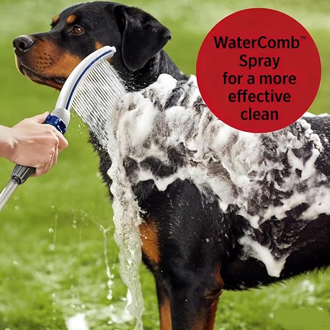 Dog Bathing Spray Nozzle, Non-slip Ergonomic Grip Convenient Dog Bathing and Cleaning Tool, Indoor and Outdoor Dual-use Spray Gun, with 8-foot Soft Hose