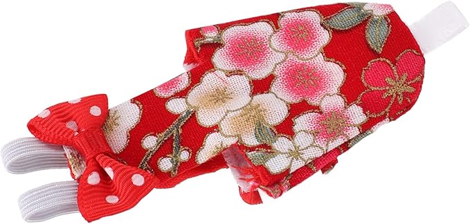Bird Diaper Parrot Flight Suit Washable Reusable Cotton Cloth with Liner Adjustable Strap for Pet Birds Macaw Cockatiel Conure Lovebird Parakeet (S red Cherry Blossoms)