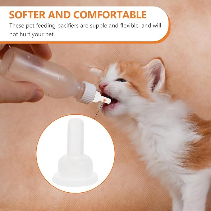 40pcs Pet Nurser Nipples Silicone Replacement Pacifiers - Soft Pet Food Feeding Bottle Nipple Pacifier for Kitten Puppy Rabbit Chinchillas Small Animals Nursing Suckling Tool Accessory Supplies