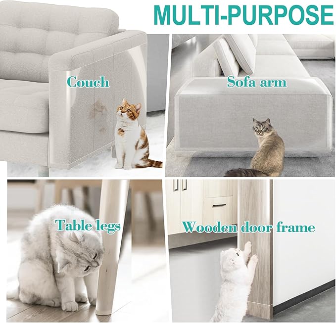 XL Heavy Duty Anti Cat Scratch Furniture Protector, 190"x17" Flexible Couch Corner Protector from Cats Claws, Single-Sided Self Adhesive Cat Scratch Deterrent Tape