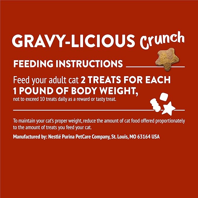Friskies Purina Cat Treats, Party Mix Gravy-Licious Crunch Chicken and Gravy Flavors - 20 oz. Pouch (Pack of 2)