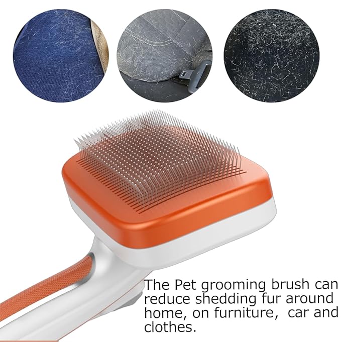 Self Cleaning Slicker Brush for Dogs Cats Deshedding Grooming Tool, Skin Friendly, Remove Loose fur Petfor Shedding Hair, Glides Naturally without Pulling