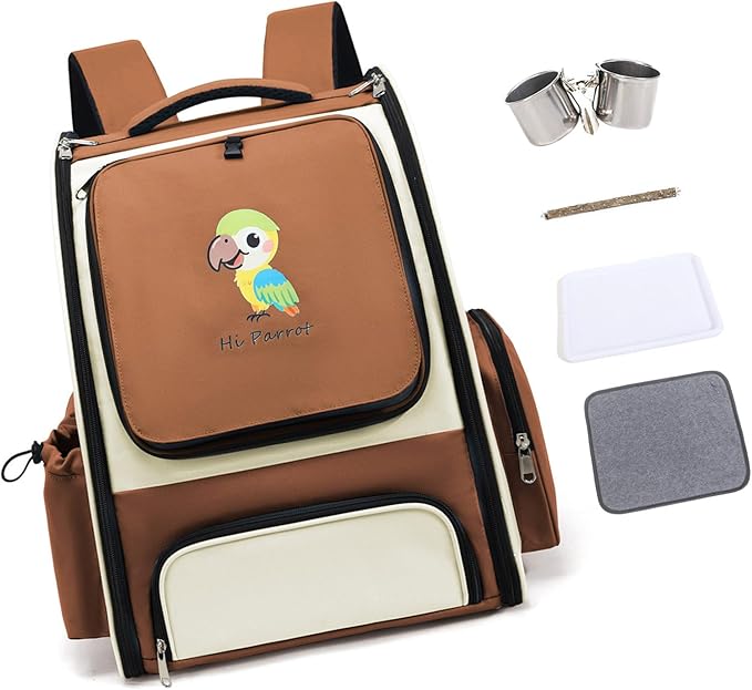Small Bird Carriers Bag with Multiple Storage Pocket for Treats and Toy Easy to Carry Pet Transport Backpack Travel Bag