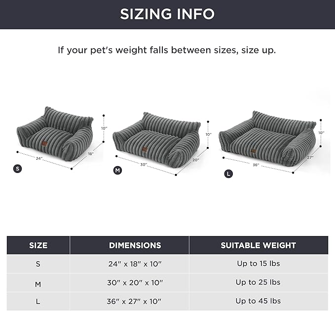 Bedsure ComfyFleece Cute Cat Couch for Pets - Fluffy Small Dog Sofa with Premium Soft Corduroy Fleece, Pet Sofa with Washable Cover, Supportive Dog Couch Bed for Small Medium Dogs, 30inch, Warm Grey