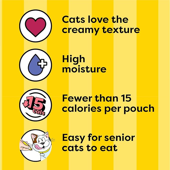 Temptations Creamy Puree Squeezable Lickable Cat Treats, Wet Cat Treats with Salmon and Shrimp, 0.42 oz. Tubes, 4 Count, Pack of 11 (44 Total)