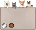 Lorvain 45" x 30" Cat Food Mat, Extra Large Silicone Pet Feeding Mat with Raised Edges, Pet Placemat for Cat Dog Food and Water Bowl Waterproof, Non-Slip, Easy to Clean, Floor Protection, Beige