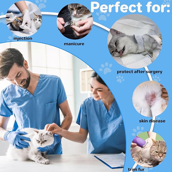 2 Pieces Soft Cat Cone Collar– Adjustable Lightweight Recovery E-Collar to Stop Licking, Scratching & Biting After Surgery, Comfortable Wound Healing Cone Alternative (Blue, M)
