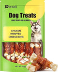 Chicken Wrapped Cheese Bone Dog Treats for All Dogs - 10oz (285g) High Protein Jerky Sticks - Rawhide-Free Calcium Rich Dog Snacks - Healthy Training Rewards & Teeth Cleaning Chews