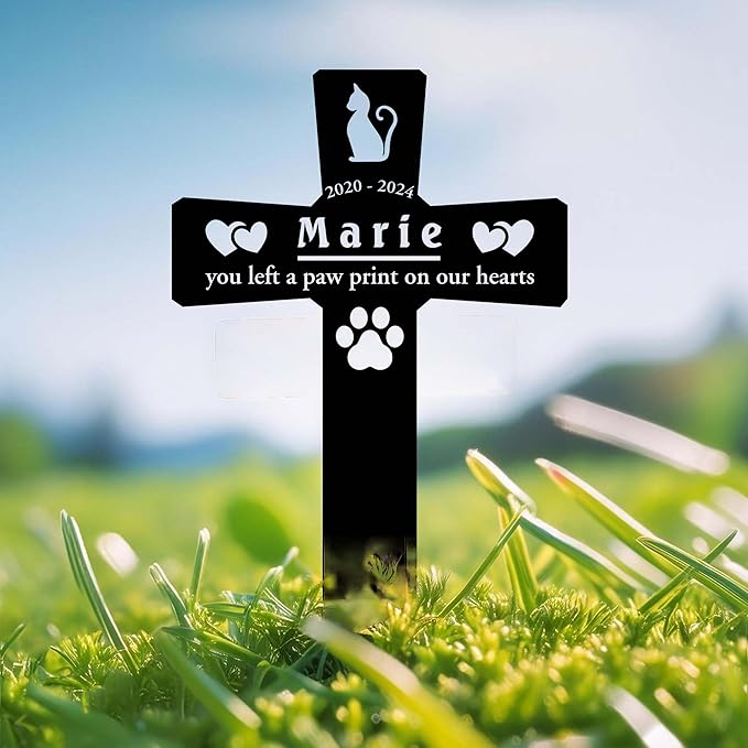Personalized Pet Grave Markers Dog, Pet Headstones for Dogs for Lost Dog Sympathy Gift, Waterproof Dog Grave Markers Outdoor, Dog Tombstones for Graves Outdoor, Garden Dog Cross for Grave