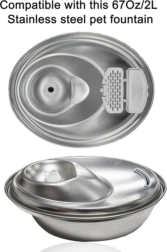 Cat Water Fountain Filter for 67Oz Satainless Steel Pet fountain, Dog Cat Fountain Filter Replacement with Pump Sponges (12filters&12sponges)