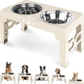 Elevated Dog Bowls for Medium Large Size Dogs, Non-Slip Dog Feeder with 1*Stainless Steel Dishes & 1*Slow Feeder Bowl, 5 Heights Adjustable Raised Bowls to 3.15″-8.66″-9.84″-11.02″-12.2″