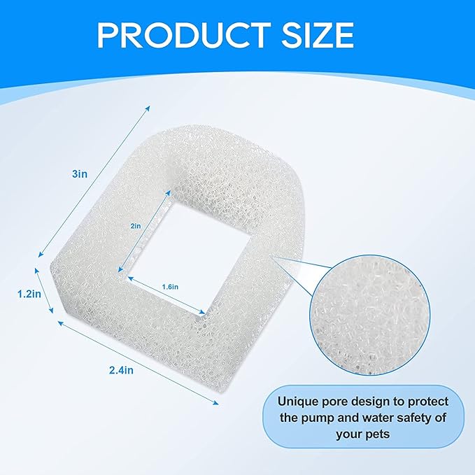 18PCS Cat Water Fountain Filter Compatible with Petsafe Water Fountain for Drinkwell Pet Fountain Filters, Replacement Foam Filters for 360 Pet Fountain Seaside Pagoda 1/2 Gallon Fountains