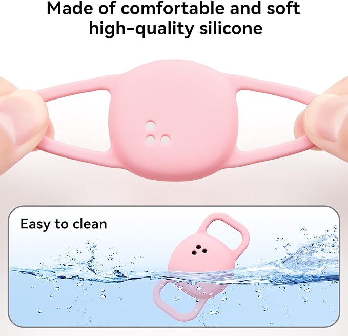 DDJ Cat Collar Case for Life360 Tile Sticker Tracker, 2-Pack Silicone Anti-Lost Protective Cover for Life 360 Tile Sticker Holder for Dog/Pet Collars, Durable, Easy Installation, Lightweight, Pink