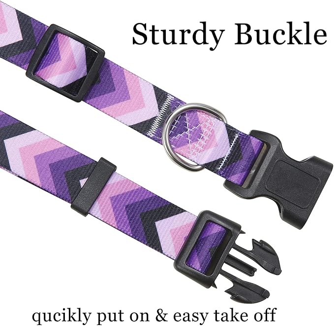 Dog Collar Set with Bohemia Floral Tribal Geometric Patterns - Soft Ethnic Style Collar Adjustable for Small Medium Large Dogs(Purple Arrow,XS)