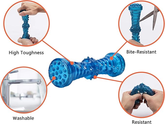 Ycozy 3 Pack Dog Squeaky Toys for Medium/Large Dogs Aggressive Chewers TPR Rubber Dog Chew Toys Puppy Teething Toys Resistant Storage Bag Included