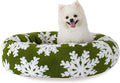 23 Inch Christmas Snowflakes Calming Dog Bed for Small Dogs Cats, Kitty Puppy Round Anti-Anxiety Warm Bed, Soft Cozy Anti-Slip Donut Washable Pet Bed, Fits up to 30 lbs Pets