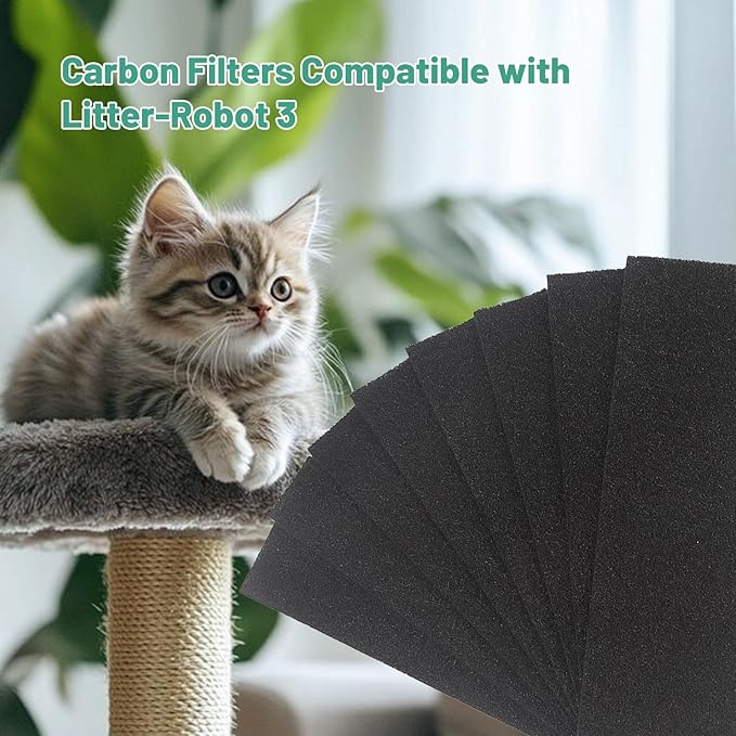 8 Pack Carbon Filters Compatible with Litter-Robot 3,Replacement Activated Charcoal Filters Fit for Litter Robot 3 Accessories,Thickened and Durable,Eliminate Odor and Controls Moisture on Pet's Body