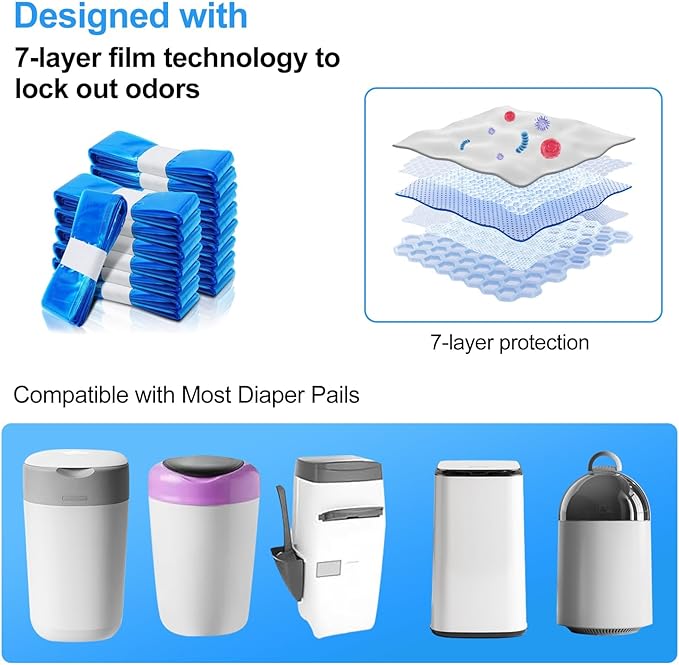 DEMCERT Cat Litter Refill Bags, Diaper Refills With 15 Pack Refill, Excellent Sealing and Toughness Compatible With all Refill Bags and Diaper Refills