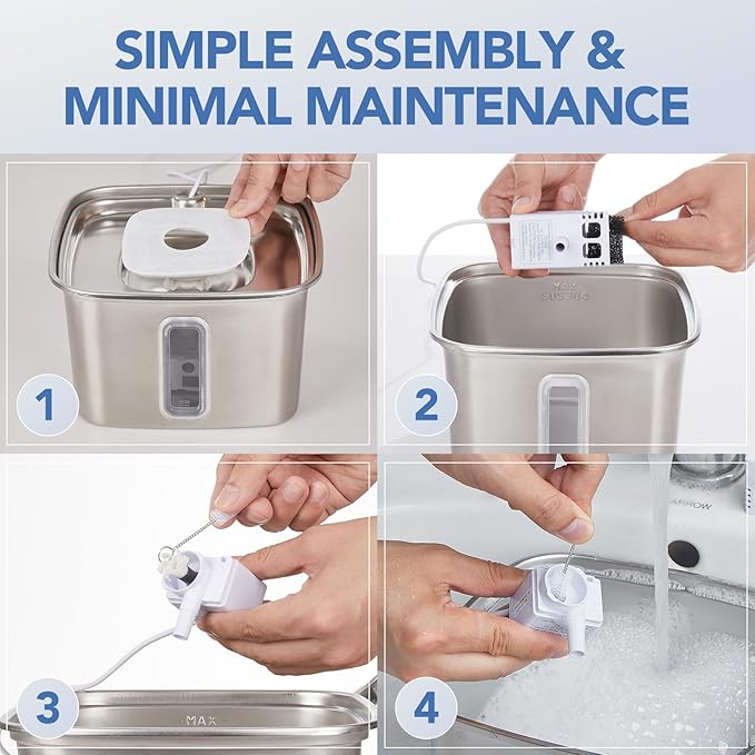 Veken Cat Water Fountain Filters, 8 Pack Replacement Filters & 8 Pack Replacement Pre-Filter Sponges Set for 50oz, 84oz, 95oz or 108oz Automatic Pet Fountain Dog Water Dispenser