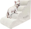 PAWSCART Dog Stairs for Small Dogs and Cats, 4-Step Dog Steps for Bed, 19.6" H Pet Stairs for High Bed, Pet Ramp for Couch, Sofa, Non-Slip Surface Removable Washable Cover, Beige