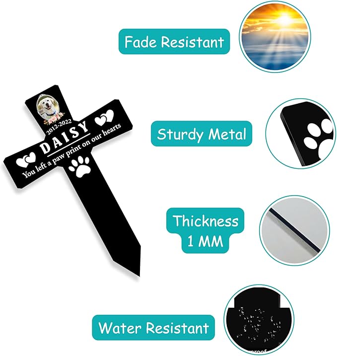Custom Pet Grave Markers Dog | Custom Pet Headstones for Dogs | Best Remembrance Gifts for Your Four-Legged Companions | Personalized Grave Marker for Furry Friends with Wreath Photo Album