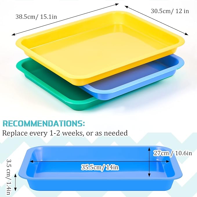 Tessco for you 3 Pcs Kitten Litter Box Shallow Low Entry Open Cat Litter Box Waterproof Plastic Small Rabbit Pan Tray Travel Toilet for Senior Cat Kitten Training(Classic Color,15.1 x 12 x 1.4 Inch)