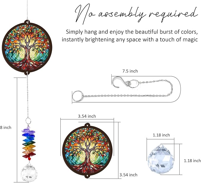 Memorial Suncatcher - Tree of Life Ornament - Sympathy Gift for Loss of Loved One - Condolence Bereavement Gifts - Remembrance Funeral Keepsake - Mother's Day for Mom Dad