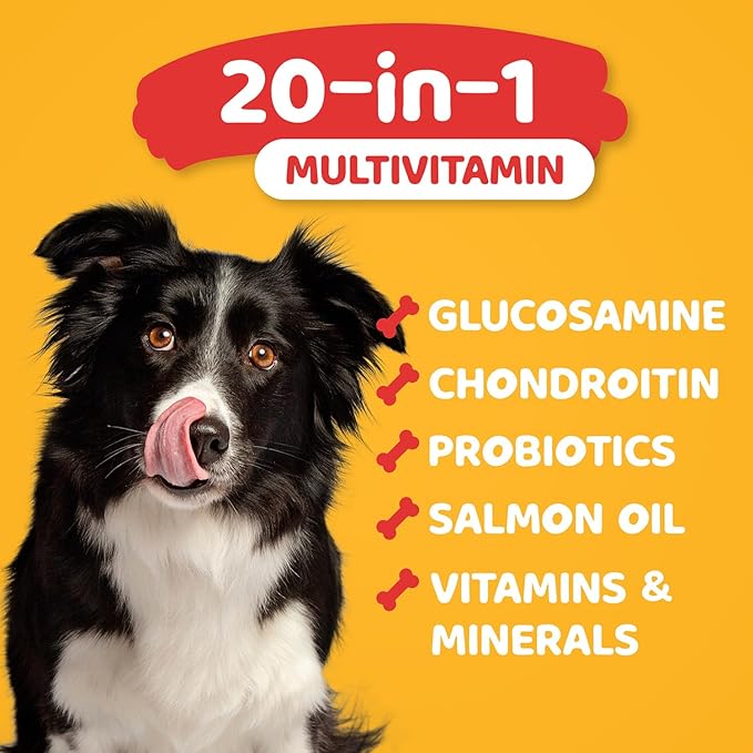 Paw Science Dog Vitamins and Supplements, 20-in-1 Multivitamin Treats for Dogs - Glucosamine, Probiotics, Wild Alaskan Salmon Oil, Chondroitin, MSM & More - Bacon Flavor - 90 Count