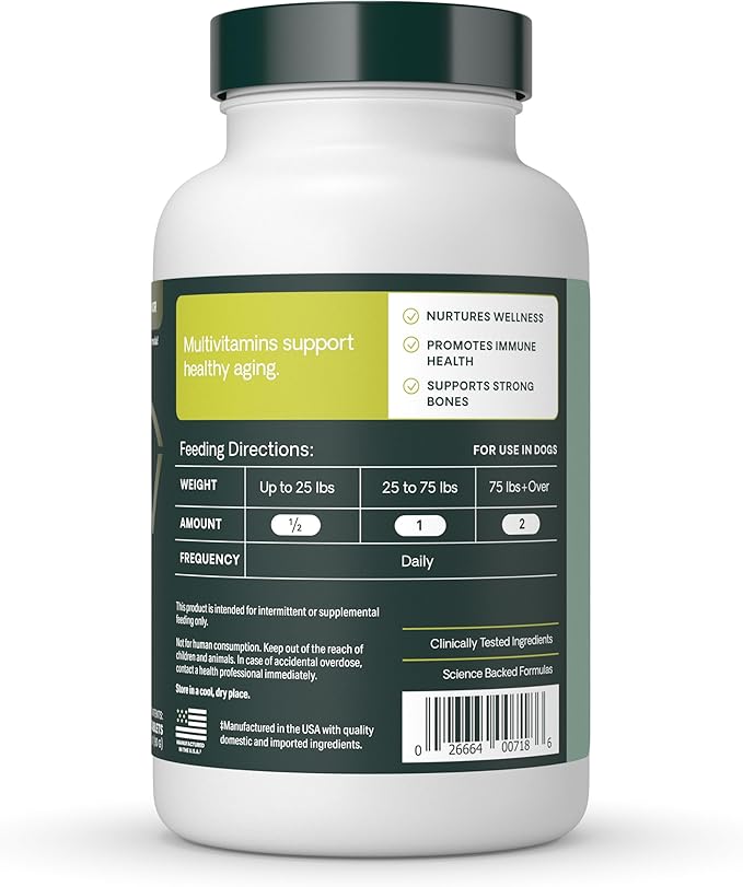 VetriScience Senior 27+ Active Health Chewable Tablets, Canine Plus Daily Multivitamin for Senior Dogs, Balanced Vitamins, Minerals and Antioxidants, Aging and Wellness Support, Veggie, 60 Count
