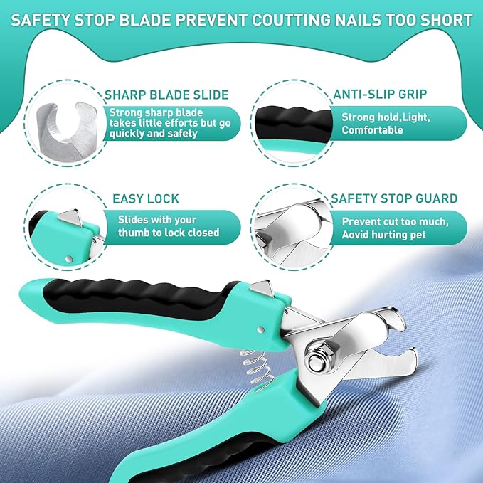 2 Pcs Self Cleaning Slicker Brush & Nail Clippers for Dog and Cats,Shedding Long and Short Haired Pets,Skin Friendly Deshedding Grooming Tool