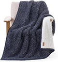 BEARPAW Sherpa Throw Blanket - Ultra Soft Plush Warm Reversible Fluffy Blanket for Bed Couch Sofa & Living Room Decor, House Decor, Room Decor Gifts for Women - 50"x70", Gray (Valley) (Blue)