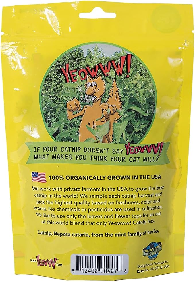 Yeowww! Organically Grown Catnip for Cats - 2oz Pouch - Premium Leaves & Flower Tops - No Fillers - Chemical-Free - Grown in the USA
