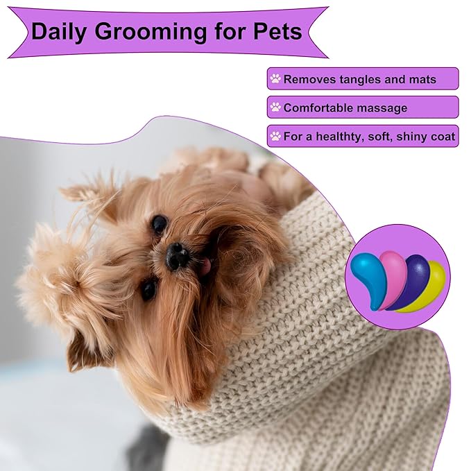Gentle Grooming Puppy Brush with Gift Box ， Fit for Small Dog ， Yorkie, Shih Tzu, Maltipoo, Maltese and Pomeranian ，Toy Poodle Accessories, Soft Bristle (Dark Purple)