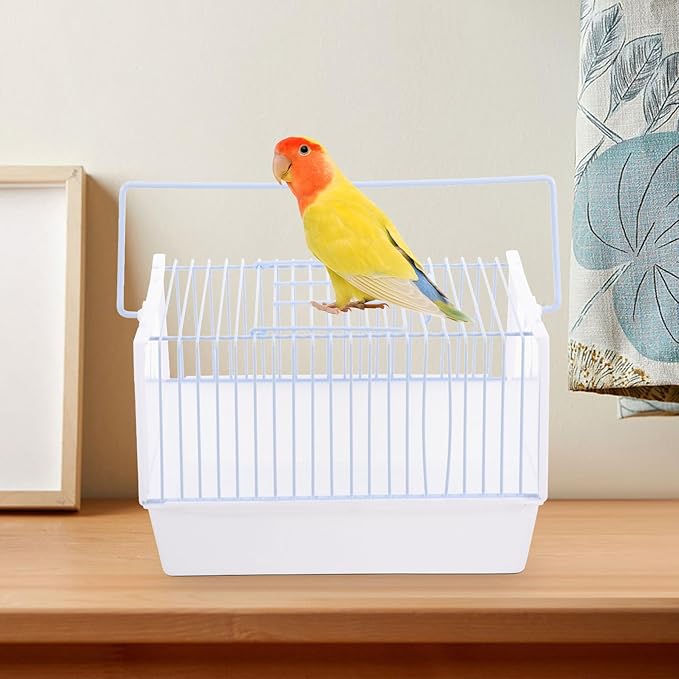 NUOBESTY Portable Parrot Travel Cage with Handle Small Wire Bird Carrier Cage for Outdoor Transport Lightweight for Parrots