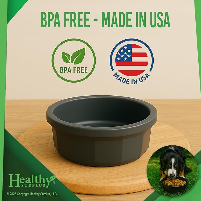 Pet Crock Bowl - Thick Durable Plastic Non-Tip Food & Water Dish for Dogs, Cats & Large Animals - 9.75 Inch Diameter - Indoor/Outdoor - Chew Resistant, Easy Clean (Blue, Jumbo 96oz)