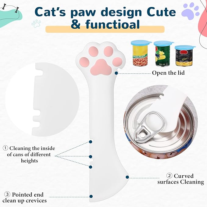 Uiifan Cat Food Lid Cat Food Can Covers Lids 8 Pcs Pet Can Supplies Set 5 Silicone Wet Kitten Foodstuff Tin Covers Lids 2 Silicone Dog Spoons 1 Paw Shape Multifunctional Opener for Pets(Blue)