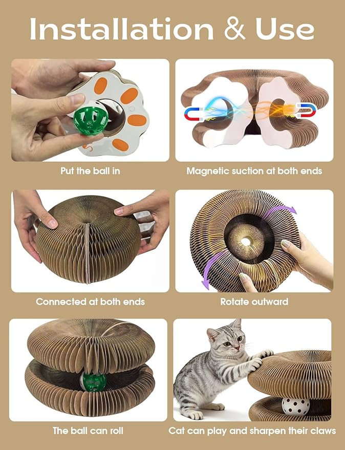 2 Pack Kitty Kurlzs Cat Scratcher Toy, Magnet Kitty-Curls Twisty Paws Cat Toy, 2026 Upgrade KittyKurls Cat Scratcher with Play Balls, Twisty Paws Cat Toy for Indoor Cats