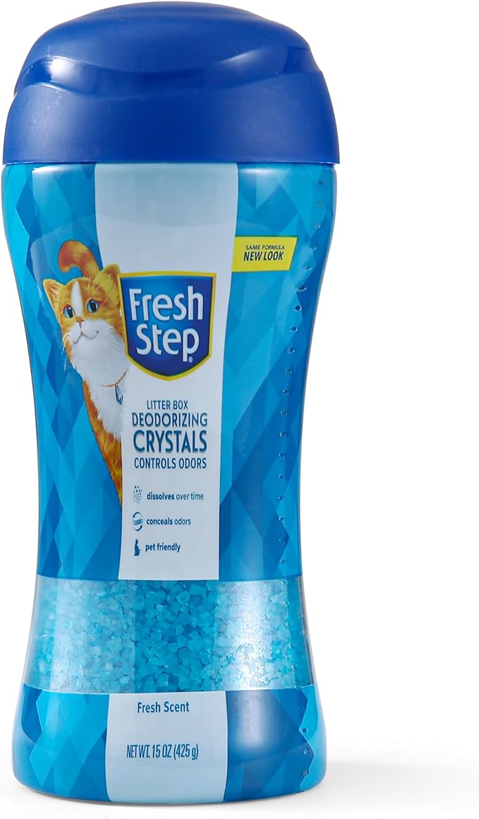 Fresh Step Cat Litter Crystals Deodorizer, Non Toxic Odor Neutralizing Crystals for Litter Boxes that Help Control Smells and Keep Home Areas Fresh, Fresh Scent, 15 Ounce