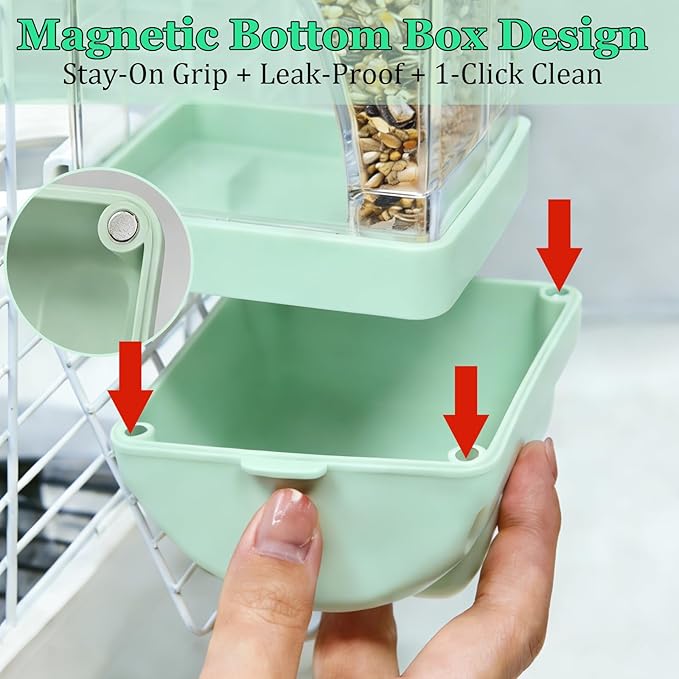 Automatic Bird Feeder Waterer Kit Bird Cage Hanging Waterer Parakeet Leak-Proof Feeder Parrot Vegetable Clips Cage Accessories for Budgies Lovebirds Finches Canaries Parrotlets Conures (Green)