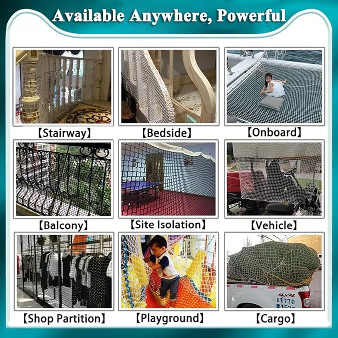 Safety Net for Stairs, Kids Pet Cat Protective Netting, Fence Railing Door Balcony Netting, Decoration Grid Net, Playground Isolation Net(Size:1M×1M(3.3FT×3.3FT),Color:White)