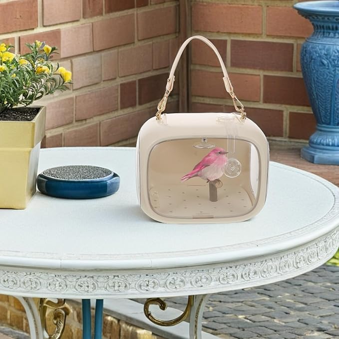 BESPORTBLE Portable Bird Carrier with Adjustable Strap and Stand, Breathable Parrot Travel Cage with Ventilation Holes, Outdoor Takeaway Cage for Small Birds and Parakeets